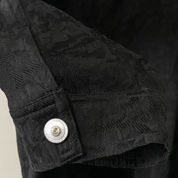 Christine Alexander Cotton Blend Rhinestone Button Black Textured Jacket - Picture 12 of 15